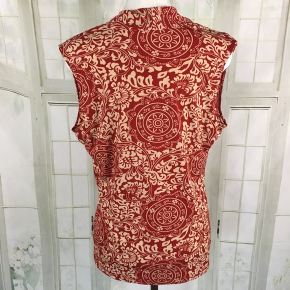 JKLA Floral Pattern V Neck Sleeveless Blouse SZ L - Picture 4 of 5